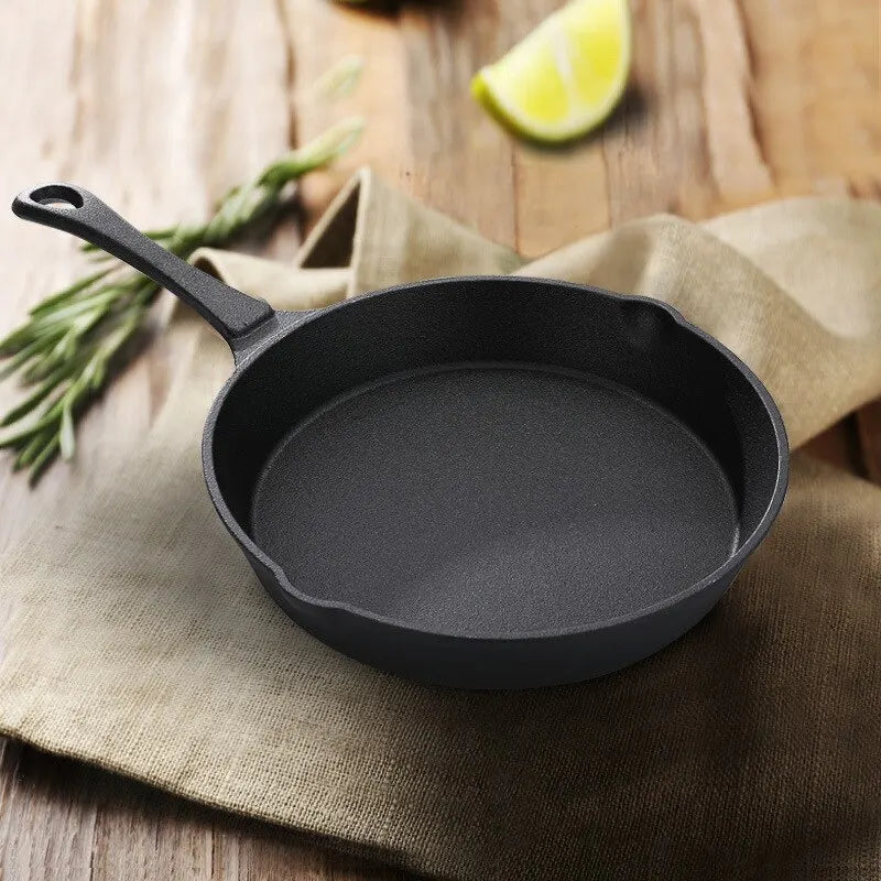 Frying Pan Cast Iron Uncoated Black For Food Frying, Cooking And Stir-Frying Kitchen Utensils