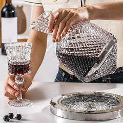 Crystal Glass 360 Rotating Decanter Tumbler 1500ml Decanter Wine Dispenser