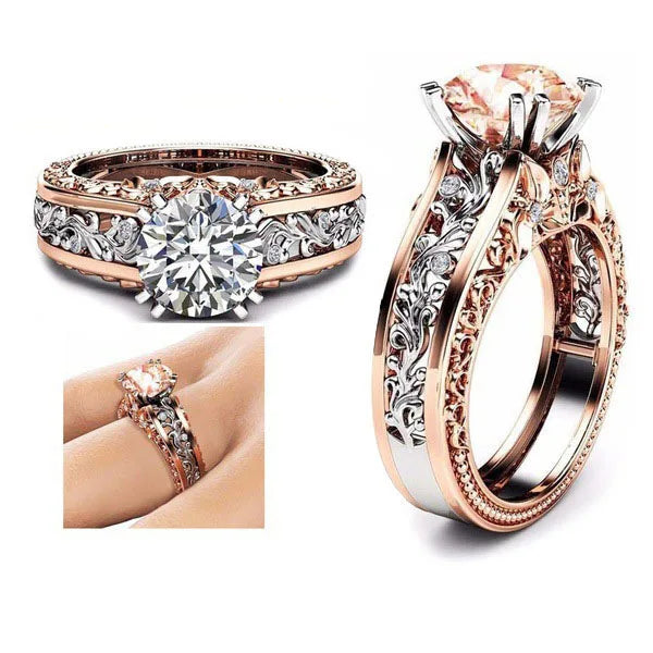 women's zircon ring 1 rose color separation accessories