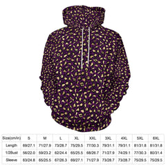 Purple And Gold Leopard Hoodies Animal Print Street Wear Oversize Hoodie