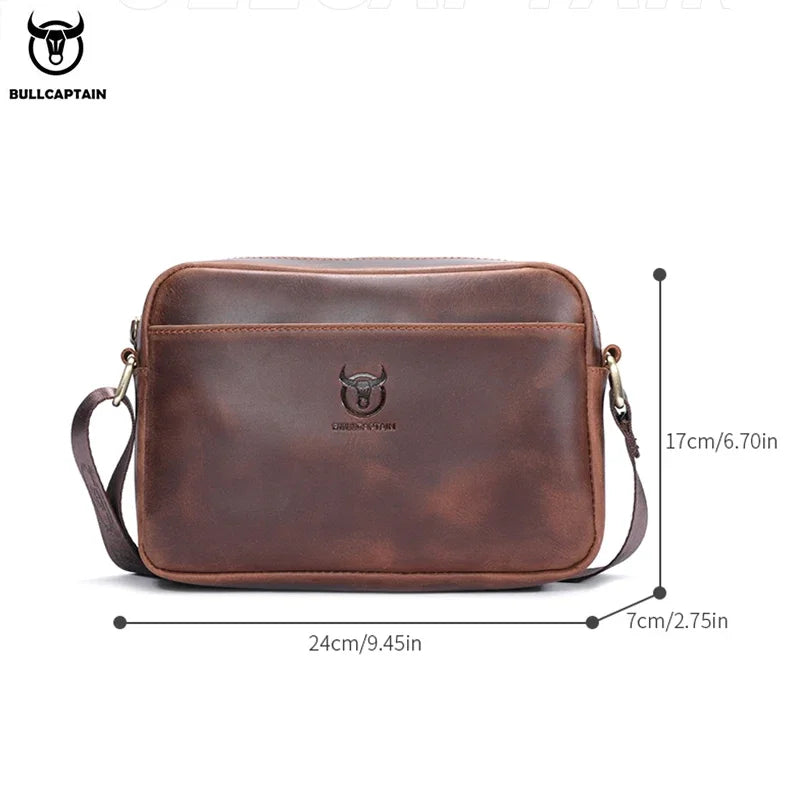 Men's Genuine Leather Shoulder Bag Retro Large Capacity Travel Bag