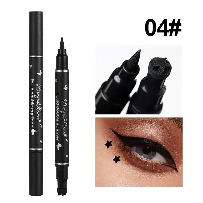 2 IN 1 Butterfly Seal Eyeliner Pen Star Moon Stamp Long-Lasting Waterproof Black Liquid Eye Liner Pencil Eyes Makeup Cosmetic