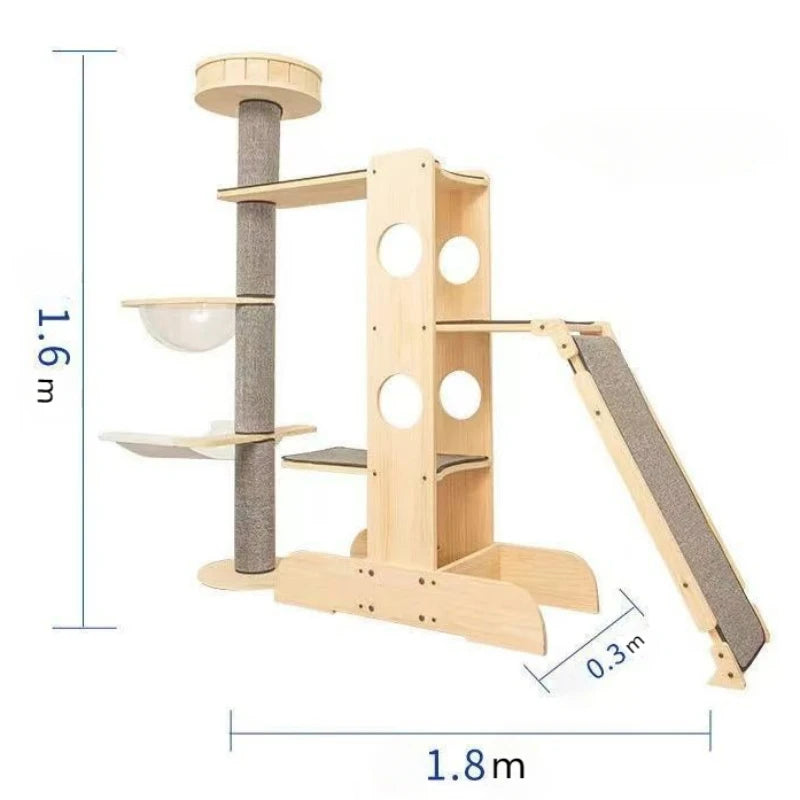 Large Solid Wood Cat Climbing Frame Cat Nest Cat Tree Deluxe Cat Stand Multilayer Solid Wood Cat Scratching Board Cat Tower