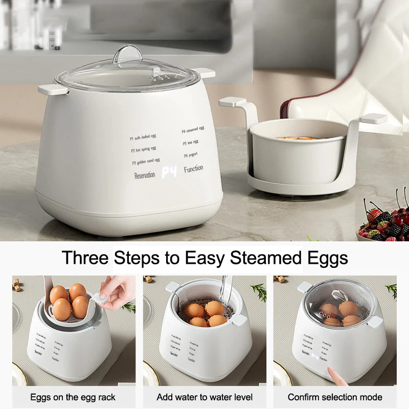 Household Multifunctional Breakfast Machine 6 Modes Automatic Power-off Egg Boiler Egg Steamer