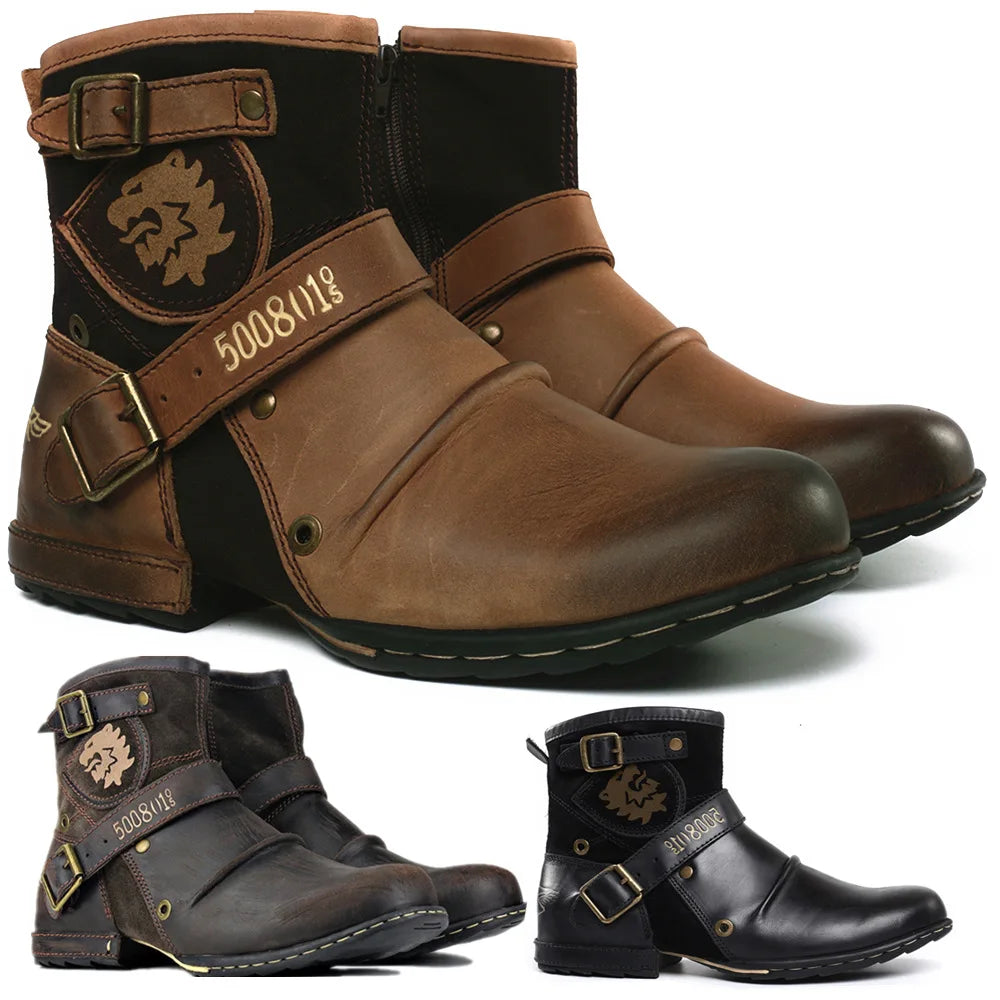 Men's Motorcycle Boots Dress Casual Comfort Western Boot