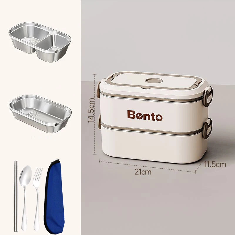 304 Stainless Steel Lunch Box For Kids Adult 1-3 Layer Rectangle Bento Box Outdoor Camping Leakproof Insulation Food Container