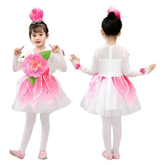 Children’s Peach Blossom Performance Costume Princess Girls’ Lotus Style Dresses