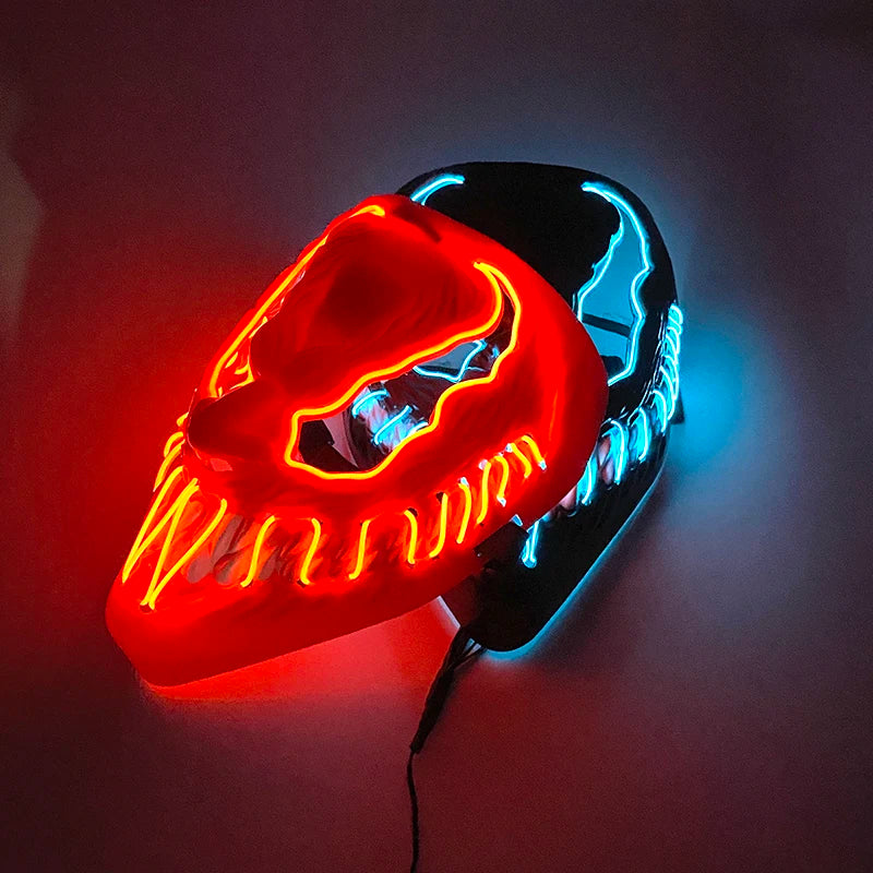 New Arrival Halloween Mask Horror Venom  LED Luminous Mask Cosplay Costume Makeup Prom Party