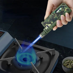 Metal Outdoor Windproof Butane Gas Cigar Lighter with Retractable Rod Ignition Sparkling Gun Kitchen Camping Men's Tool