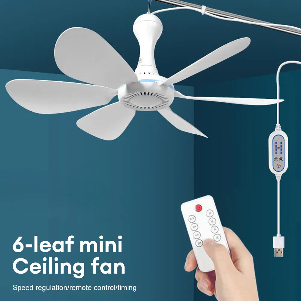 Usb Ceiling Fan 6-blade Silent Electric Fan 4-speed Ceiling Fan Outdoor Hanging Camping Tent Fan