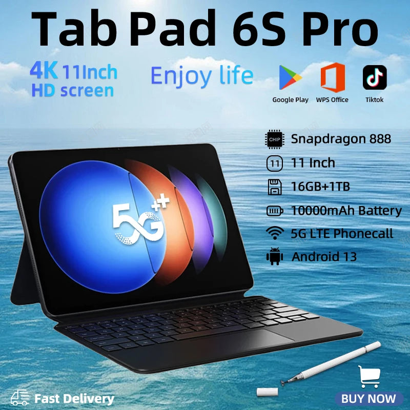 Original Global Version Pad 6S Pro Snapdragon 888 Tablet PC Xiao Android 13 10000mAh 16GB+1TB 5G Dual SIM Card HD 4K Mi Tab