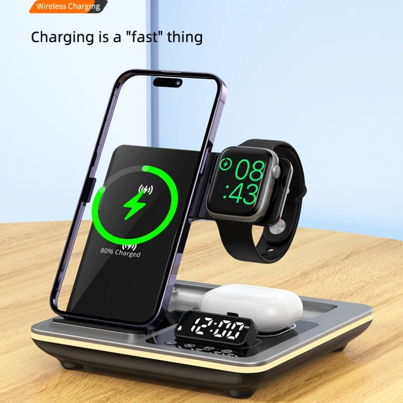 5 in 1 Warm Light Wireless Charger Dock Fast Charging Station for Apple