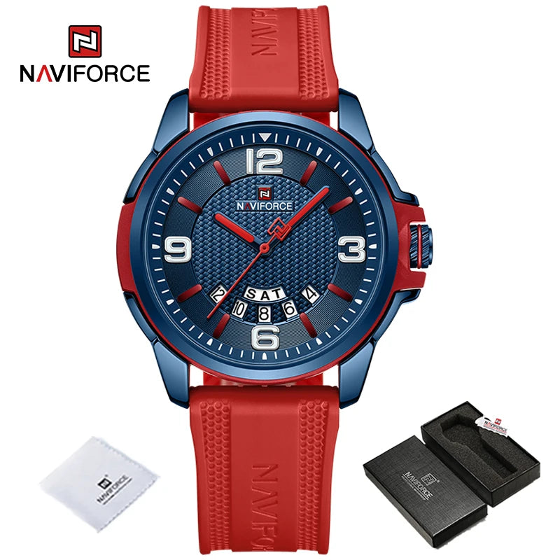 NAVIFORCE Creative TPU Strap Male Wristwatch Fashion Sports 3ATM Waterproof Quartz Day and Date Display Men Watches