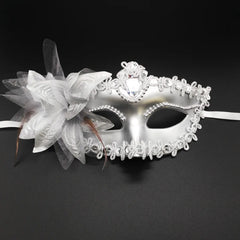 Masquerade Mask for Women Feather Flower Half Face Maks