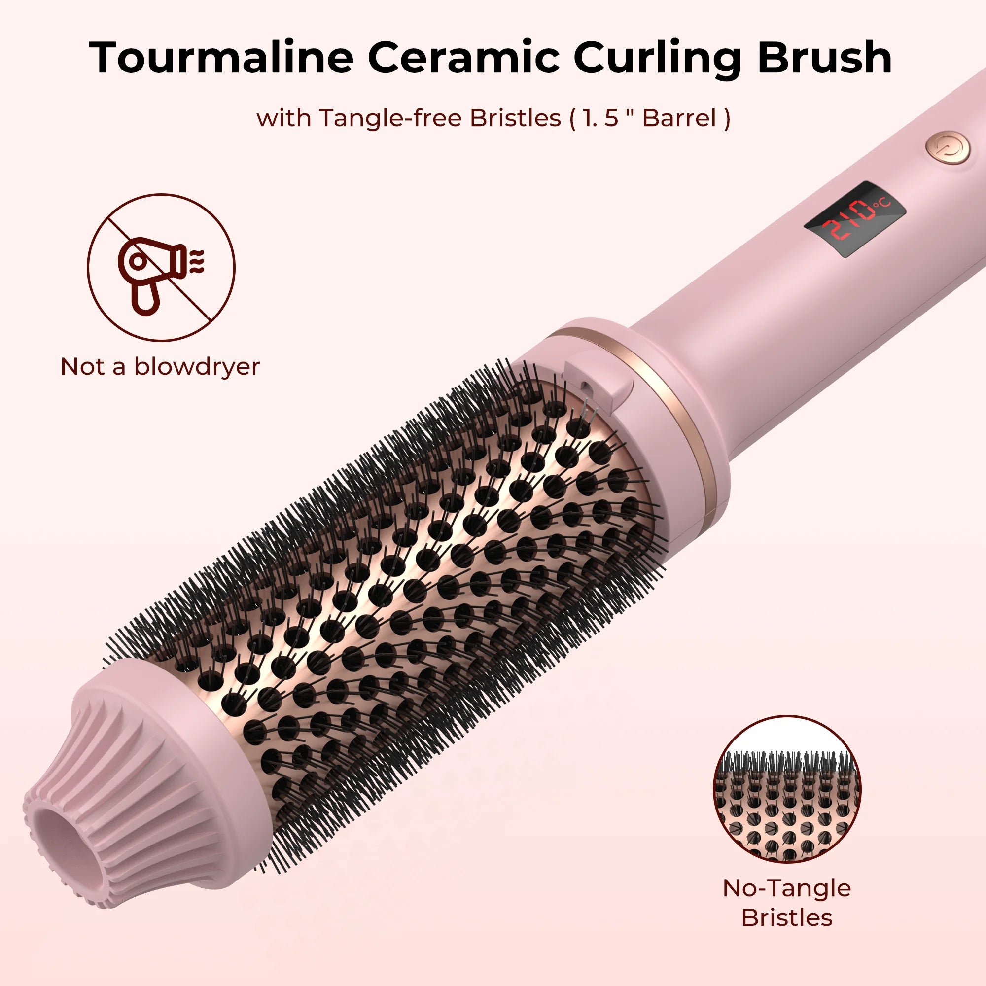 Heated Round Brush 1.5 Inch Thermal Brush Heating Curling Iron Brush Volumizing Brush