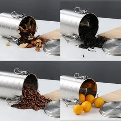 Stainless Steel Tanks Sealed Pasta Fruit Cereal Multigrain Tea Coffee Kitchen Food Storage Containers