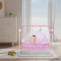 Electric Baby Crib Cradle Bluetooth Auto-Swing Rocking Bassinet Sleep Bed Infant Rocker+Net Adjustable Nursery Furniture