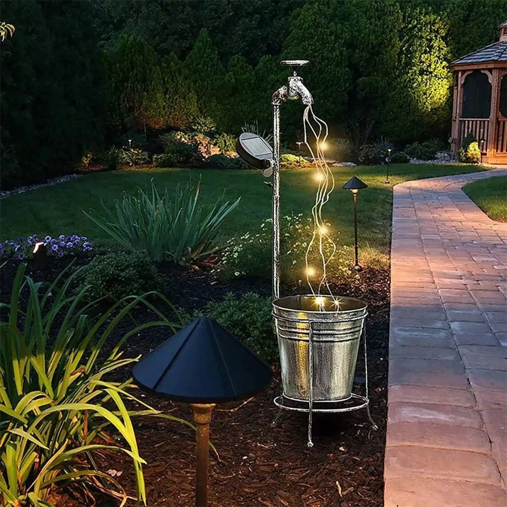 Solar Watering Tap Lights Led Iron Planter Lantern Waterproof Yard Outdoor Garden Decoration