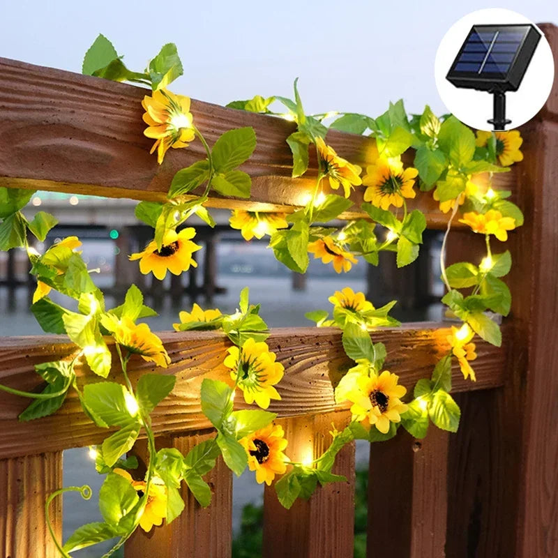 Solar Artificial Sunflower Rose String Light