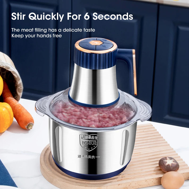 5L Electric Meat Grinders Food Crusher Stainless Steel Multifunctional Vegetable Slicer Processor Chopper