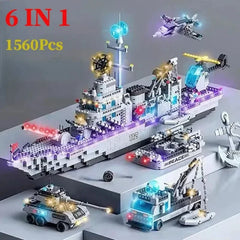 Compatible with Lego Military Navy Ship Set Building Blocks Toy Model Battleship Aircraft Carrier for Boy