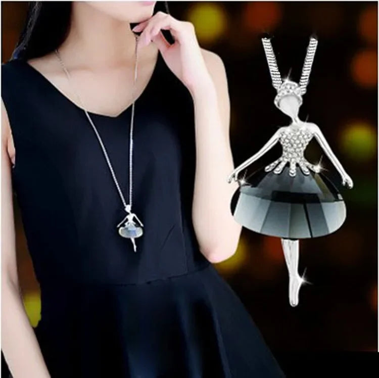 Snowflake Zircon Long Chain for Women Fashion Silver Color Crystal Maxi Necklaces & Pendants