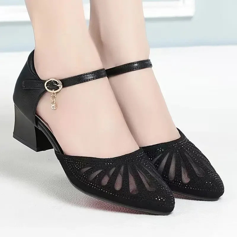 Women's Shoes Pointed Toe Summer Rhinestones Footwear Transparent Diamond Sandals for Woman