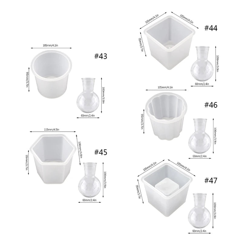 Hydroponics Planter Silicone Mold Set for Home Office Desk Décor Vase