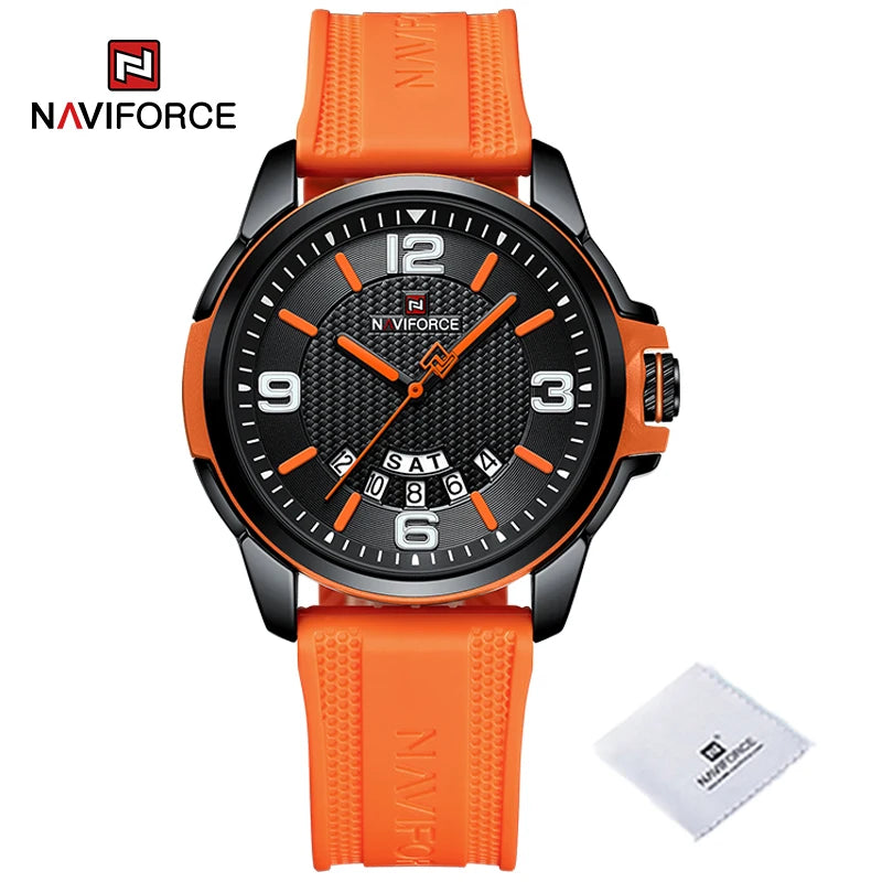 NAVIFORCE Creative TPU Strap Male Wristwatch Fashion Sports 3ATM Waterproof Quartz Day and Date Display Men Watches