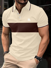 Men's Button Polo Simple Striped Casual Short Sleeved Men's Clothing