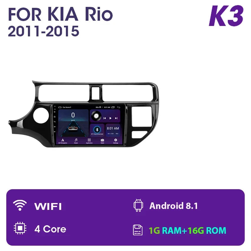 JMCQ 9" Android 11 2DIN 4G+WiFi DSP Car Radio Multimedia Video Player For KIA RIO K3 PRIDE 2011-2015 Navigation GPS 2din Carplay