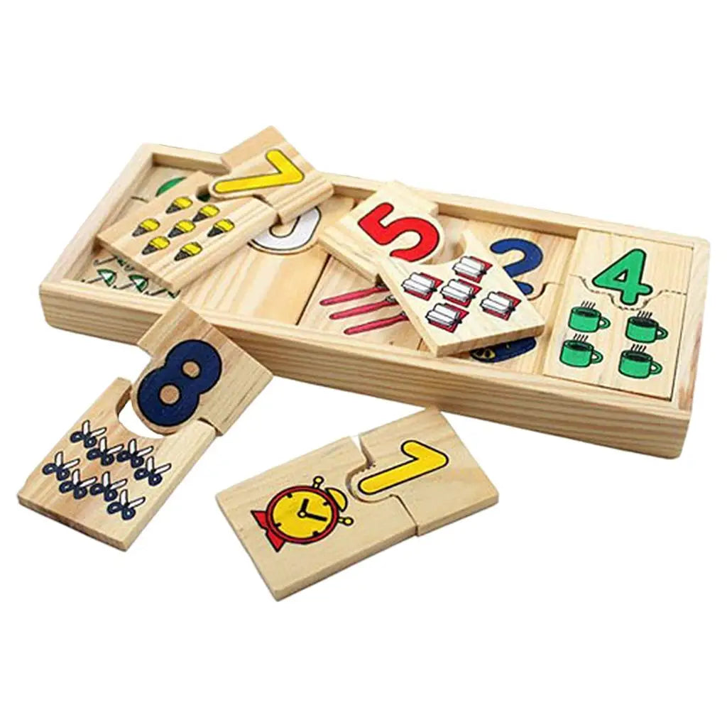 Wooden Children Match It Counting Mathematics Number Early Educational Puzzle Set