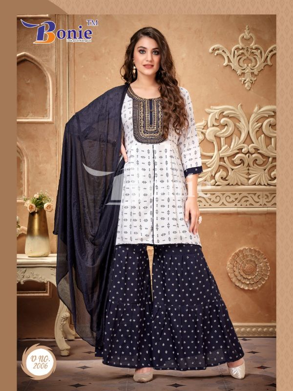 Kurti With Plazo And Matching Dupatta