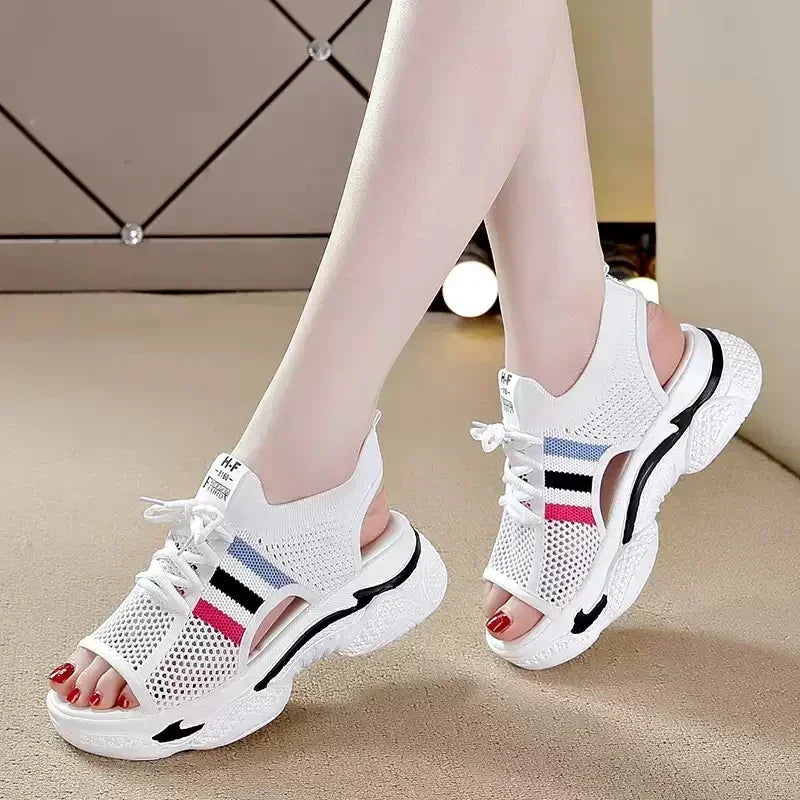 Women's Sports Sandals 2023 Summer New Hollow Flat Ins Fashion All-match Platform Platform Casual Shoes Women Sport Sandalias