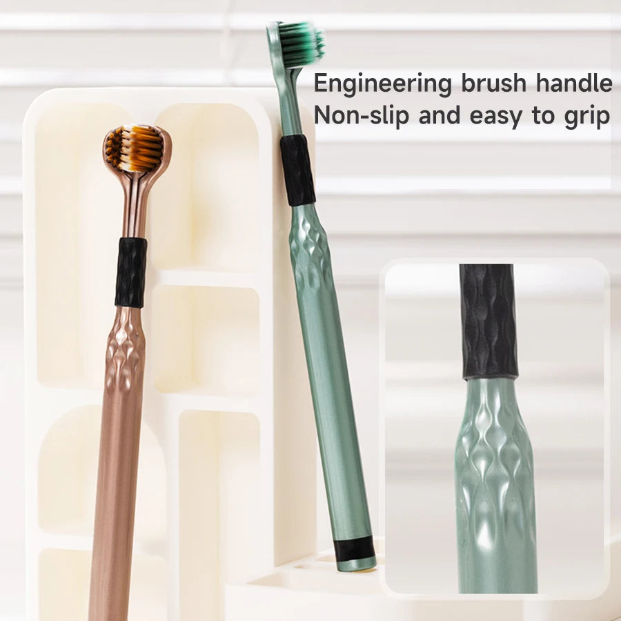 3-Sided Toothbrush for Comprehensive Cleaning Raised Tongue Coating Brush