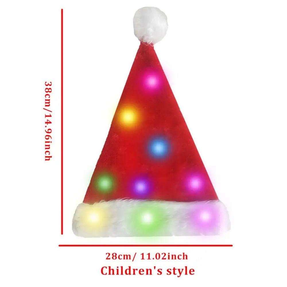 Adults Kids Christmas Hat HLED Christmas Hat Soft Plush Christmas Light-up Hat