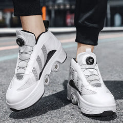 New Unisex Deformation Parkour Shoes Four Wheels Rounds Of Running Shoes 2023 Casual Sneakers Deform Roller Shoes Skating Shoes