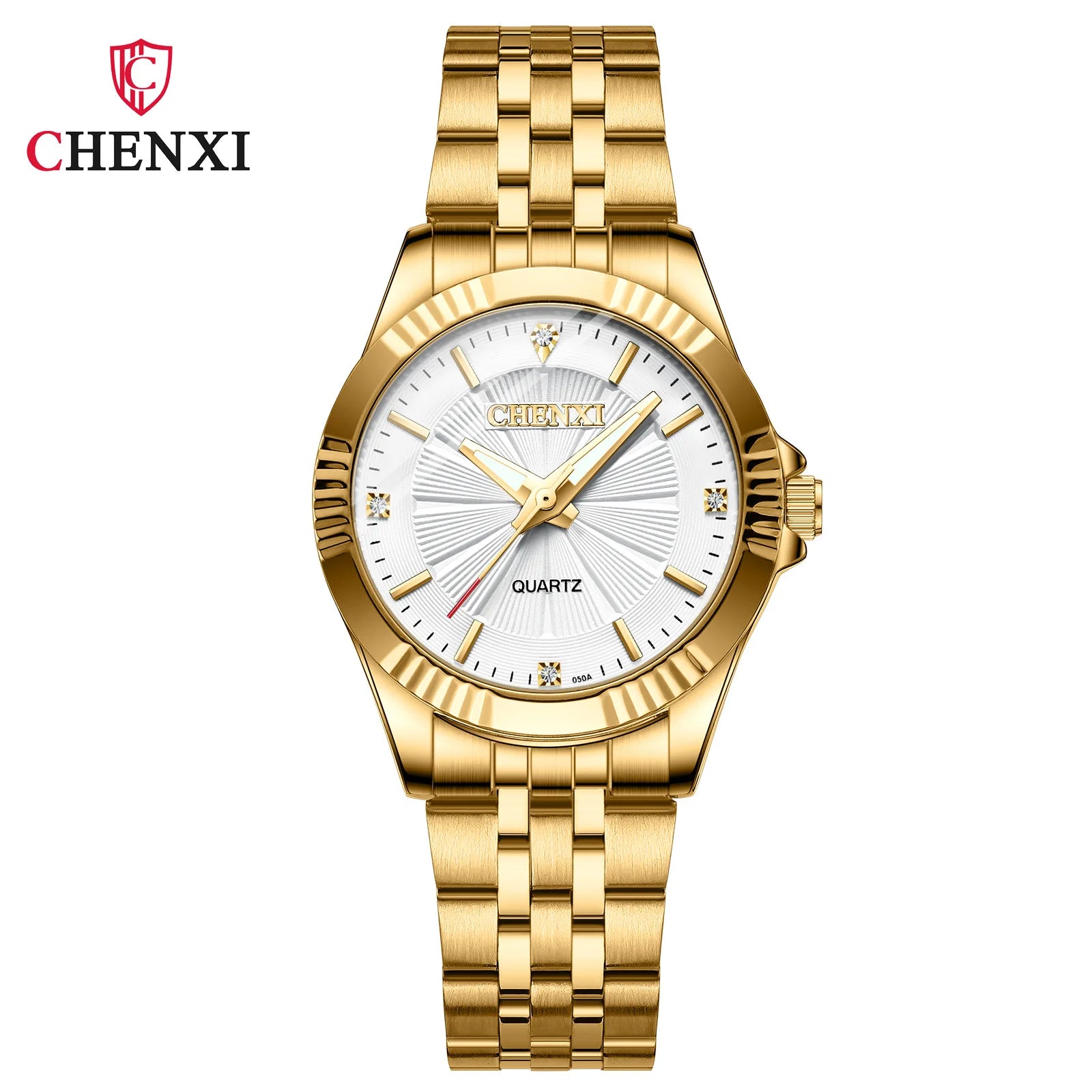 Stainless Steel Unique Golden Woman Men Business Quartz Wristwatch