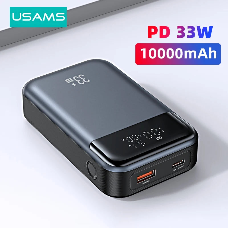 USAMS Mini Power Bank 10000mAh 33W PD Fast Charging Power bank