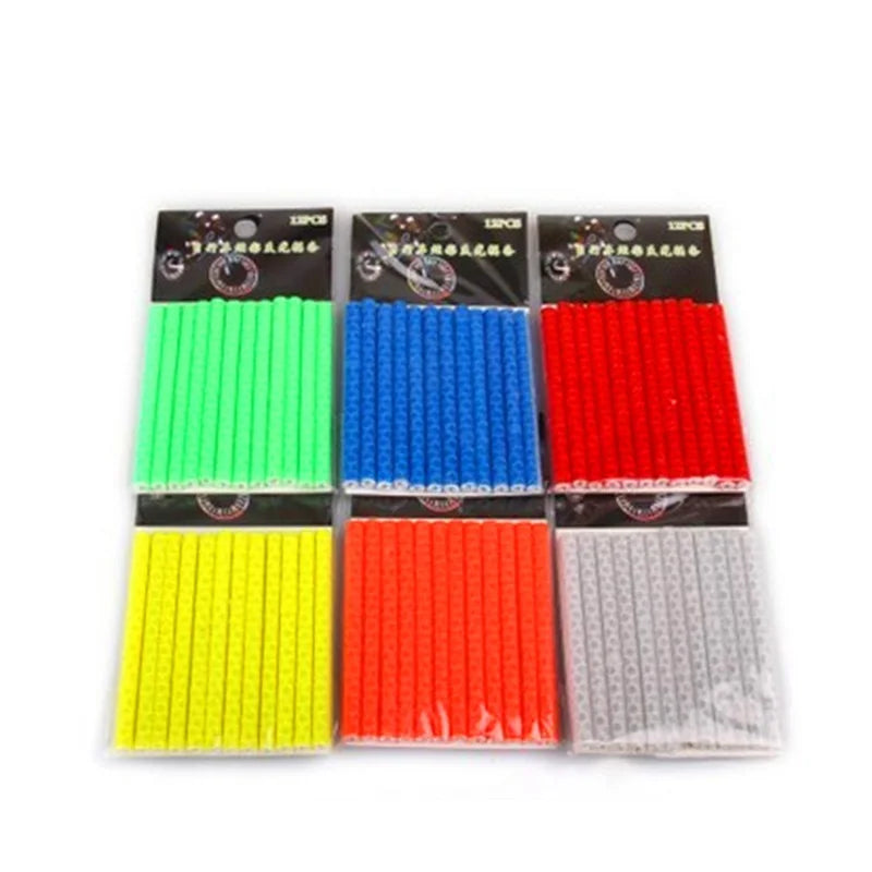 12pc Bicycle Wheel Rim Spoke Clip Night Safety Warning Light Bicycle Reflective Reflector Strip MTB Bike