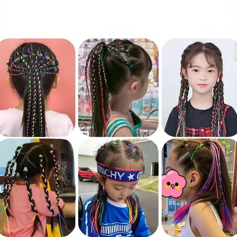 30pcs Braids Braided Hair Colorful Ribbons Children Braided Hair Colorful Ropes for Girl Cute Headband New Hair Accessories