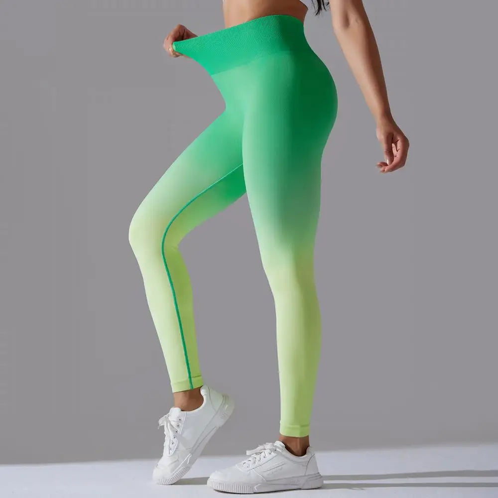 Seamless Leggings Ombre Fitness Exercise Running Workout Pants Push Up Butt Scrunch Yoga Pants