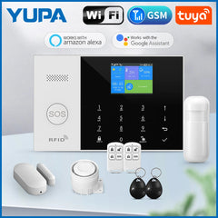 New GSM Home Security Alarm System For Tuya Smart Home WiFi Burglar Alarm Works Alexa & Google Alarma De Seguridad Para El Hogar