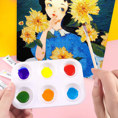 1pcs Makeup Drawing 6 Well Rectangular Tray Art Supplies Pigment Plastic Paint Palette Artist Watercolor Pallets Painting Tool