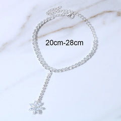 Stonefans Luxury Zircon Flower Pendant Anklet Jewelry for Women