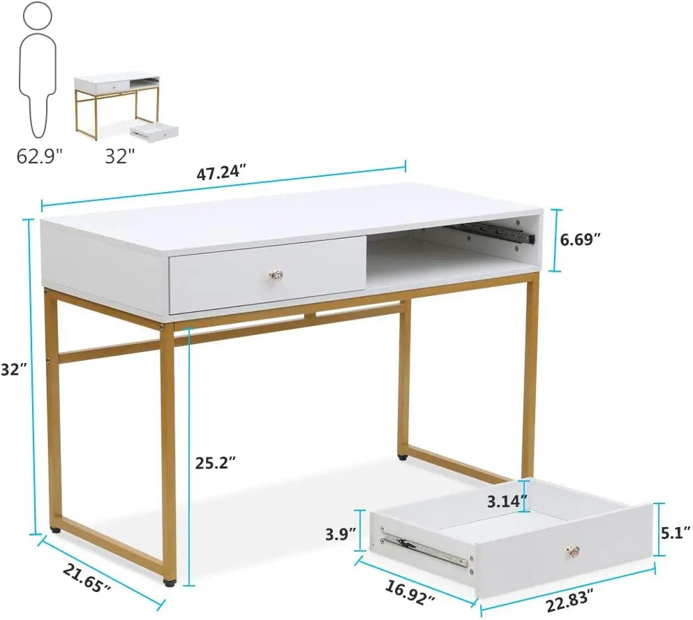 Computer Desk,Modern Simple 47 inch Home Office Desk Study Table