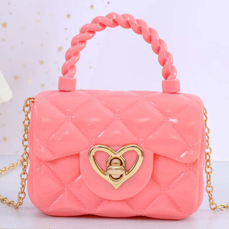 Fashion Kids PU Leather Crossbody Bags Girls Heart Shoulder Bags Children Mini Coin Purses Jelly Bag Kids Handbag Gifts