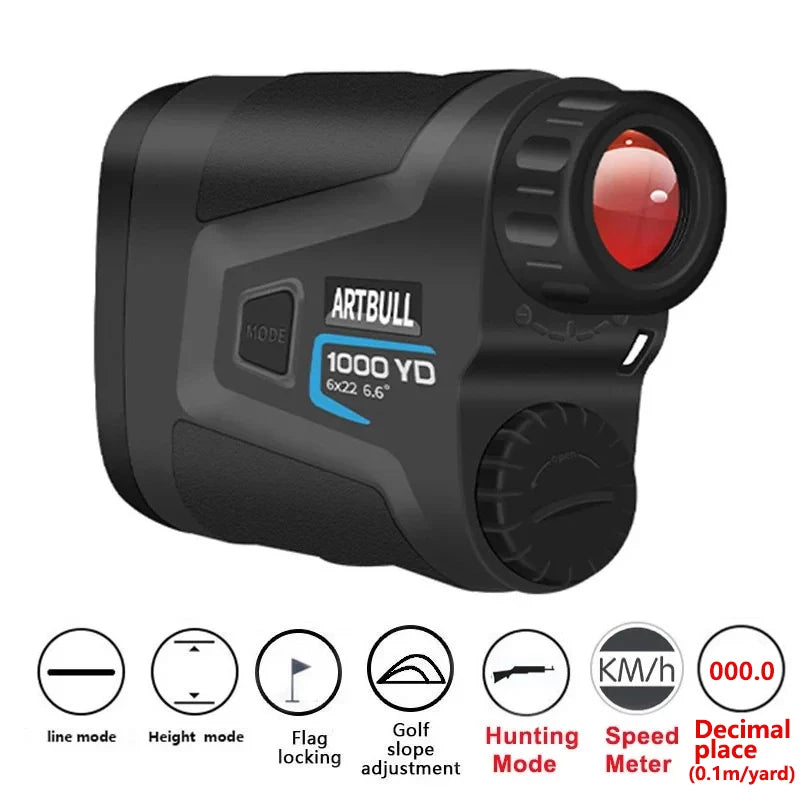 ARTBULL Laser Rangefinder for Hunting 1000m 650m Slope Flag-Lock slope pin Golf rangefinder Telescope Distance meter