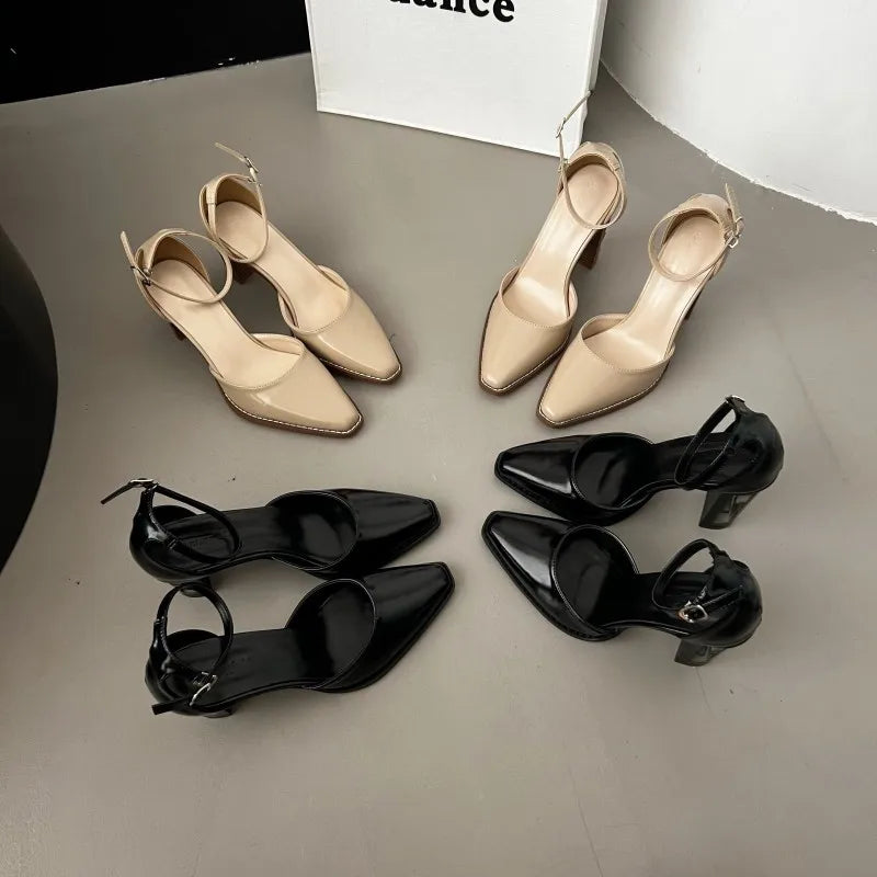 Retro Women Shoes Hollow Branded Pumps Chunky Sandals