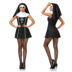 Easter Halloween Cosplay Party Costume Adult Nun Role Play Stage Fancy Party Dress